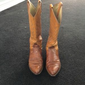 Golden Spur Dan Post Peanut Lizard Cowboy Boots